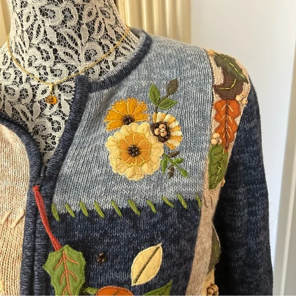 Vintage Tiara Autumn Zipper Cardigan SZ M - Picture 5 of 9